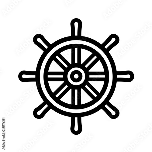 Minimalist nautical ship rudder vector icon