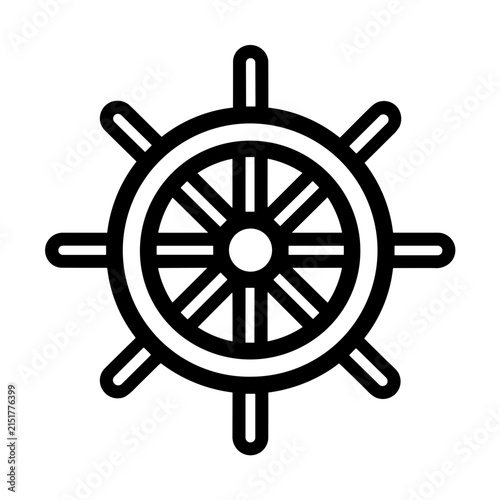 Minimalist nautical ship rudder vector icon