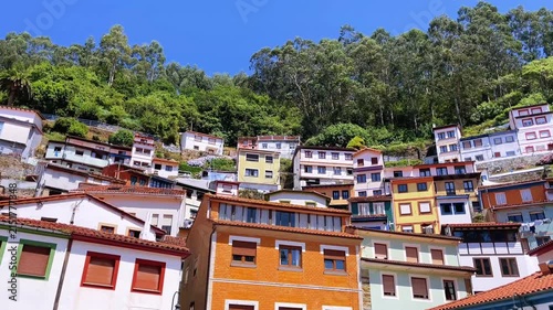 colorful houses on hillside in fishing village cudillero asturias spain