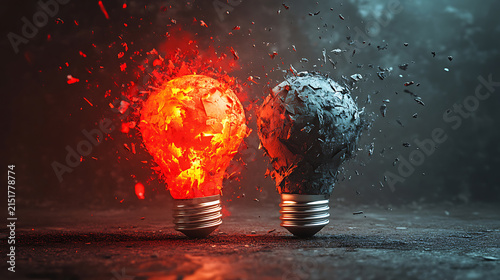 Exploding Light Bulb Representing Creative Ideas and Innovation