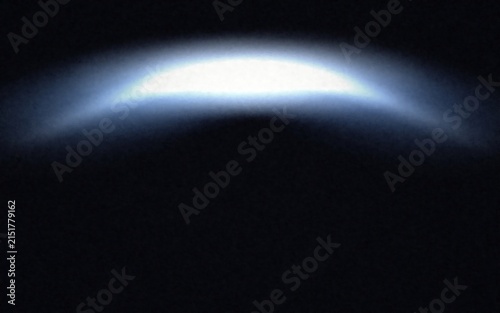 Ethereal glowing white light arc curving across a deep black background, providing a clean, and minimalist aesthetic, for digital compositions