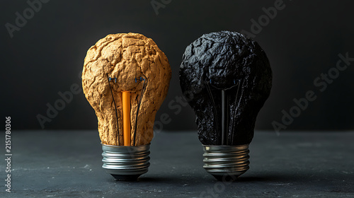 Two Damaged Light Bulbs Symbolizing Failure Ideas and Creative Challenges