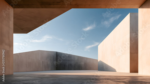 Minimal Concrete Pyramid Courtyard
