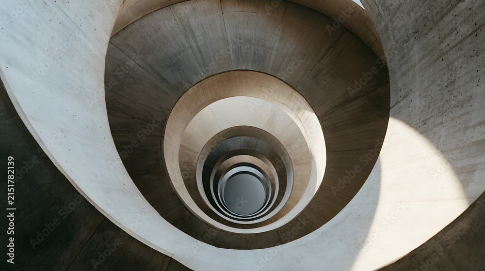 Fototapeta premium Minimal Concrete Circular Stair Void