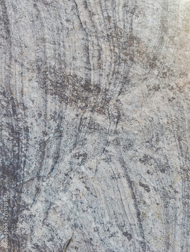 Natural rock surface with layered mineral patterns, rough weathered texture, and earthy gray and brown tones. Organic stone background for architecture, construction and interior design