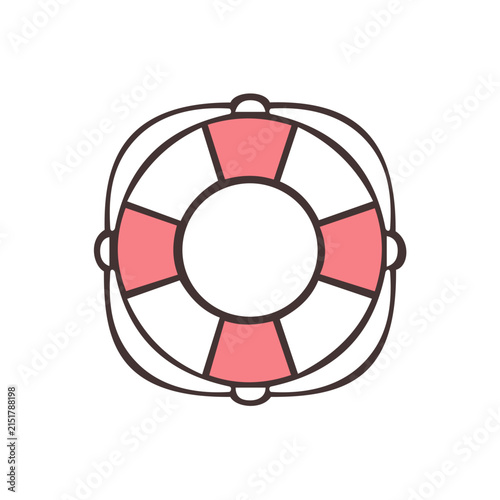 Minimal lifebuoy illustration in pink and white with a bold dark outline, isolated on a white background.