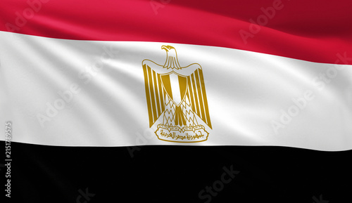 Waving national flag of Egypt close up