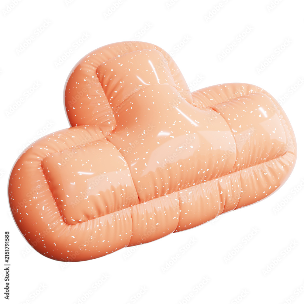 Fototapeta premium Inflatable Puffy Peach Pink Arch Marble Terrazzo Pattern Object,3d Rendering.