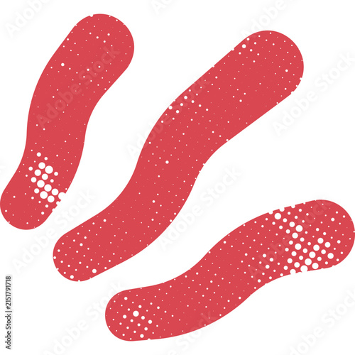 Red abstract halftone organic shapes