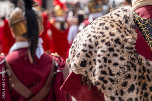 Fotografía Close up of leopard print cape and costume The Concept of historical reenactment