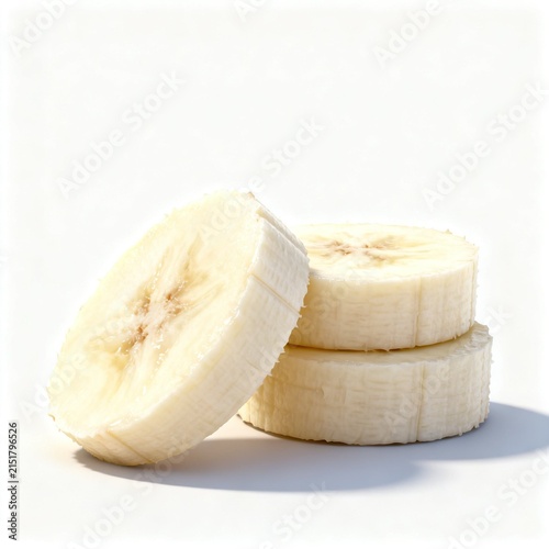 Sliced Banana Pieces Isolated on White Background for Healthy Food Use