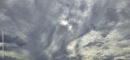 Silver Clouded Sky in Early Morning Rainy Season Landscape for weather forecast, Emotional Feeling, healthy and outdoor.
