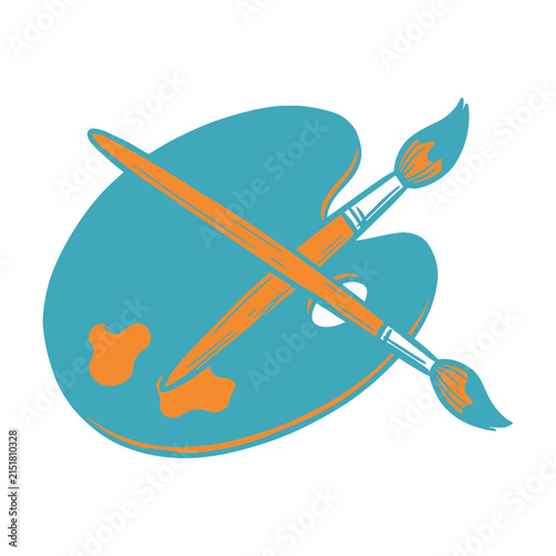 Artistic Painting Palette Icon with Crossed Paintbrushes for Creative Design Projects