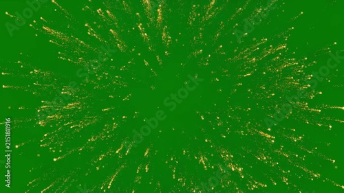 Golden Fireworks Bursting on Green Screen with Cinematic Motion for Celebration Backgrounds