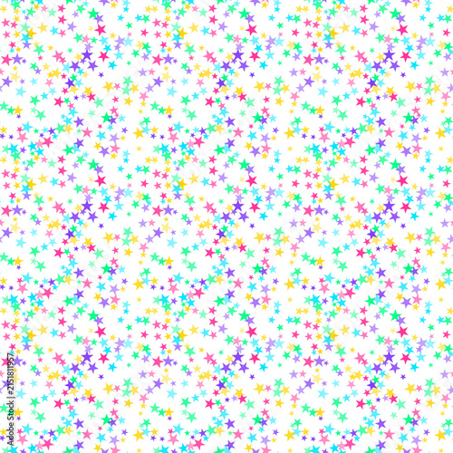 Seamless Colorful Star Confetti Pattern on Transparent Background