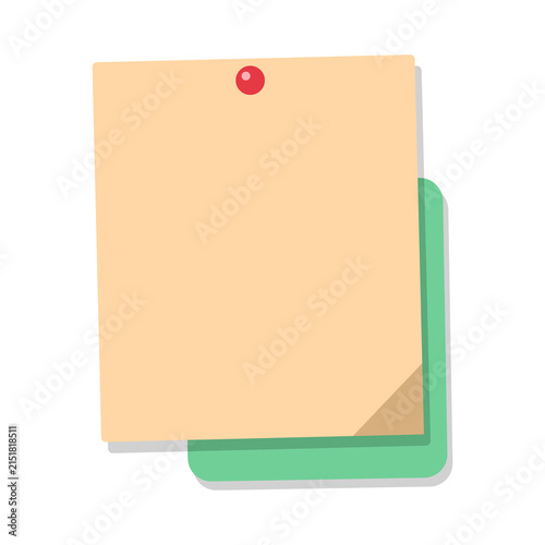 Stacked sticky notes with pushpin on top isolated isolated on transparent background