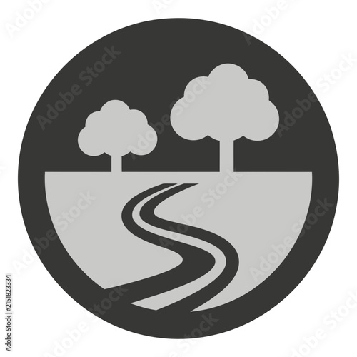 Road landscape with trees in circle icon nature symbol