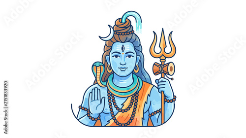 Принти на полотні Blue Deity with Trident and Snake