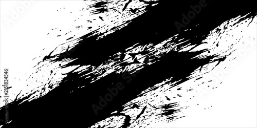 creative grunge brush strokes texture rough black scratches for wallpaper, paint splatter template, dirt banner, watercolor design. vector