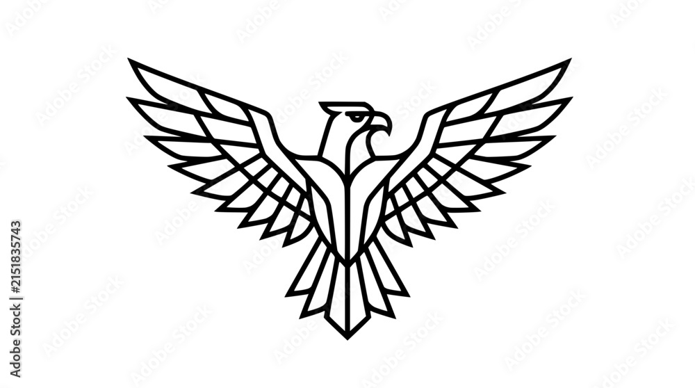 Fototapeta premium Minimalist Geometric Eagle Line Art Icon