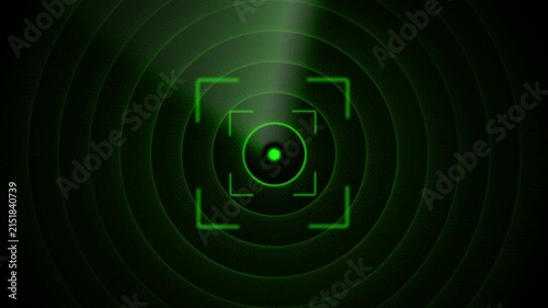 Futuristic green neon radar display scanning in dark background technology modern motion graphic