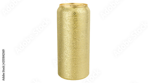 Photography Golden metallic soda can with condensation droplets
