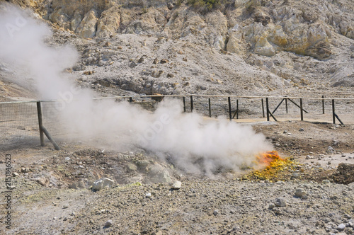 Принти на полотні Solfatara volcano crater emitting sulfur fumes in Pozzuoli