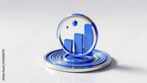 3D Blue Bar Chart Icon Representing Business Growth and Statistics