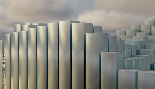 Close-up of vertically arranged metal pipes with varied heights