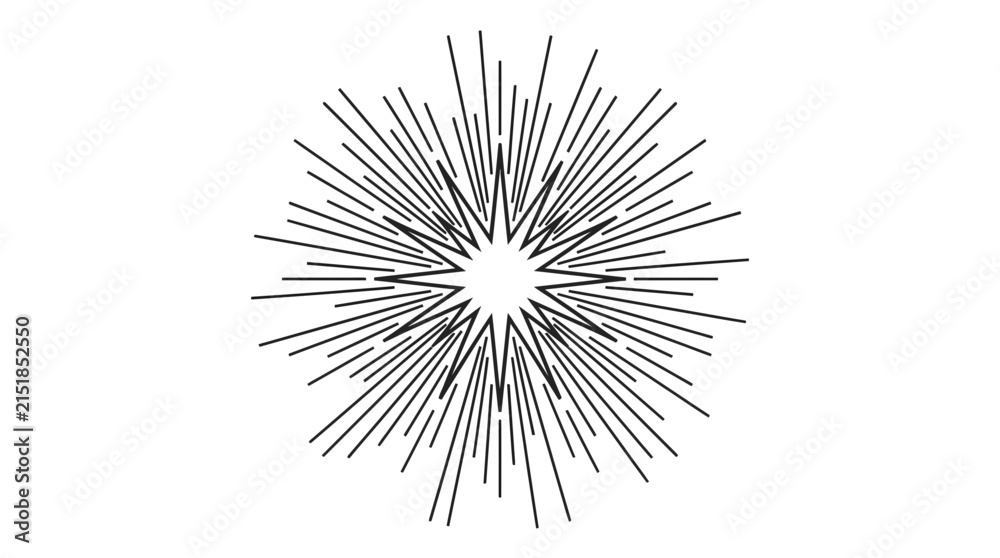 Obraz premium Abstract burst of lines radiating from a central point creating a dynamic starburst pattern for visual design