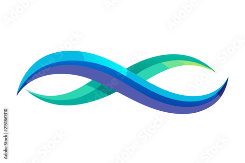 Abstract infinity symbol designed as a modern blue and green gradient vector graphic for digital branding and professional business logos