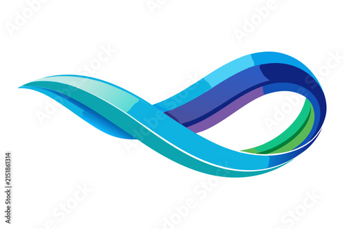 Abstract blue infinity loop vector illustration featuring smooth gradient ribbons created with professional digital design techniques on a clean white background