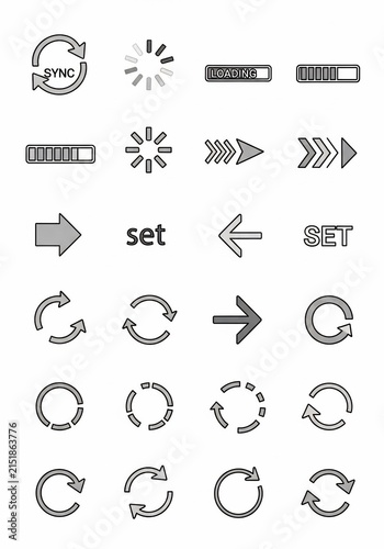 Simple Line Art Icons: Arrows, Sync Loops & Loading Progress Indicators