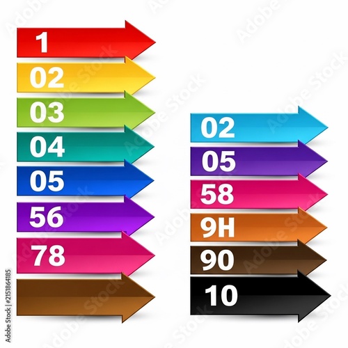 Vibrant Numbered Arrows: Rainbow Spectrum Progress & Data Visualization - Digital Art