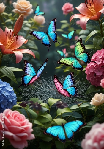 Jeweled Wings Flutter: A Magical Garden Dreamscape
