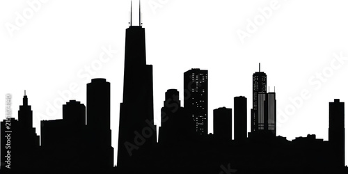 Chicago skyline silhouette against white background isolated p n g a i generated cityscape skyscrapers