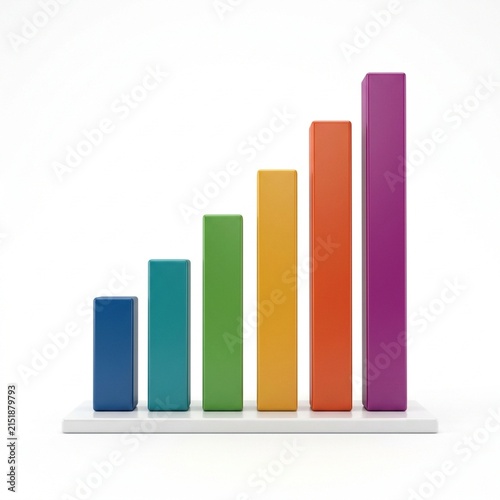 Bar Graph Isolated on White Solid Background, Professional Office Accessory for Financial Planning, Management, and Corporate Work
