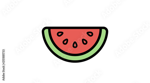 Curved watermelon slice food design icon