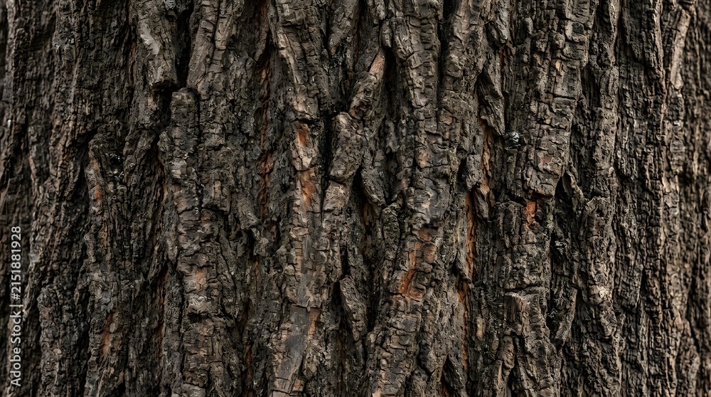 Obraz premium Rough Natural Tree Bark Texture with Deep Fissures and Weathered Organic Wooden Surface Details