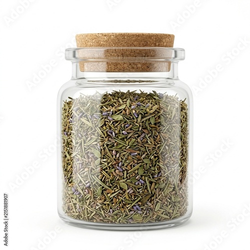 Herbes de Provence Spice Blend Isolated on White Solid Background, Aromatic Culinary Seasoning for French Cooking, Gourmet Recipes, and Natural Food Photography
