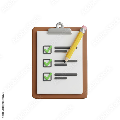 Clipboard with paper list and pencil icon isolated on white background isolated on transparent background