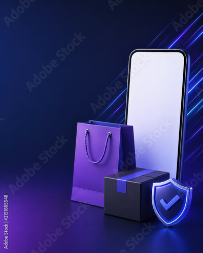 Cyber Monday mobile shopping and secure payment concept