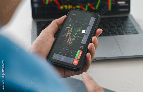 Canvastavla Business people with stock market chart financial trading, online investment, st