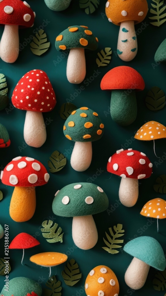 Naklejka premium Wallpaper of felt mushroom forest backgrounds fungus agaric.