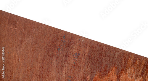 Foto diagonally isolated rusted metal plate surface texture background