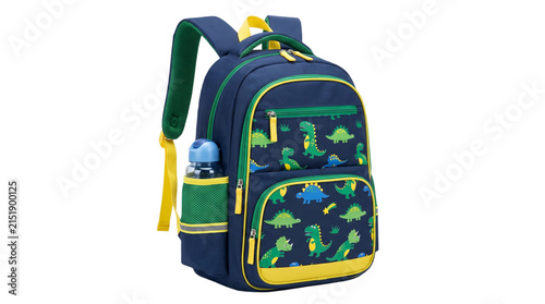 Blue school backpack with dinosaur print for kids back to school supplies accessory