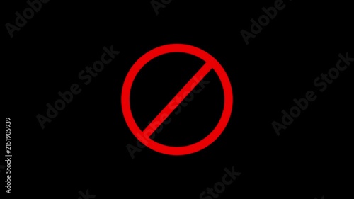 No entry icon animation showing denied access and restricted status, representing ban signal and access prohibition, 4K video.