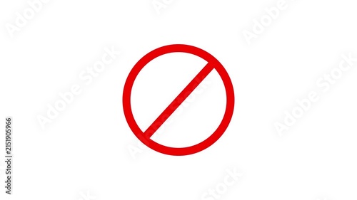 No entry icon animation showing denied access and restricted status, representing ban signal and access prohibition, 4K video.