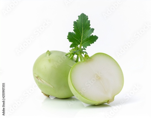 fresh kohlrabi on white background