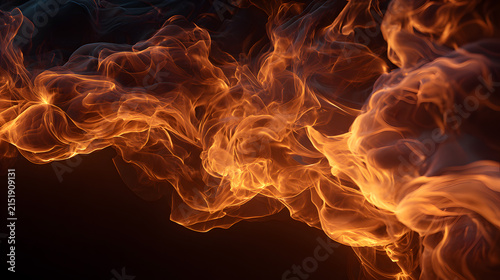 Abstract swirling smoke texture with glowing orange energy flow on dark background with flowing smoke shades dark grey atmosphere turbulence